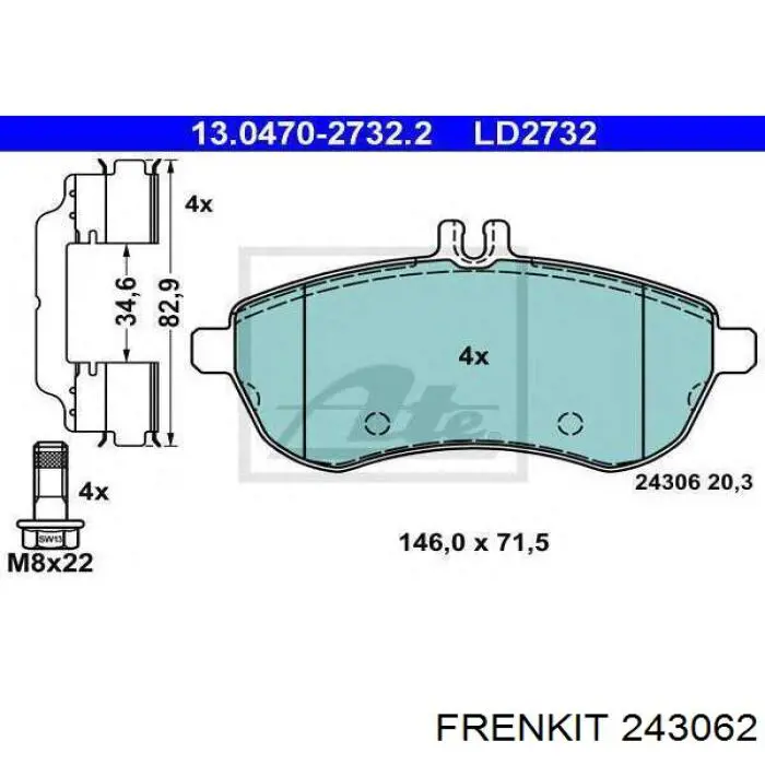 Купити 243062 Frenkit Супорт гальмівного, заднього