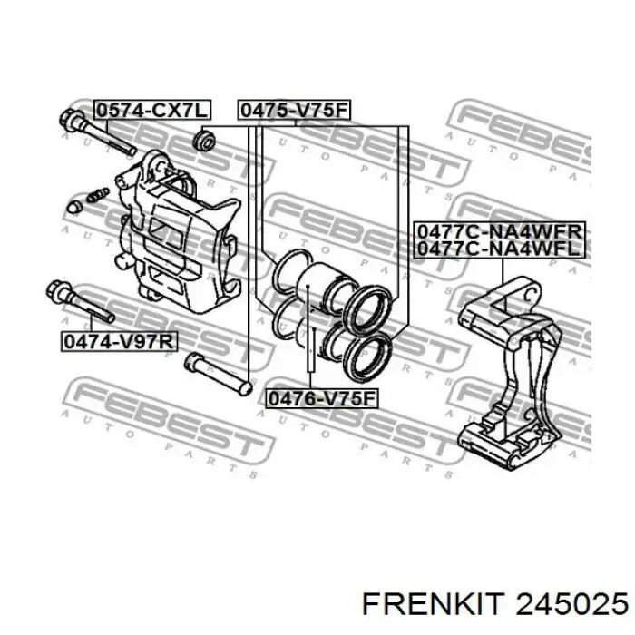 Ремкомплект супорту гальмівного переднього Frenkit 245025 ціна, від 5.82 USD