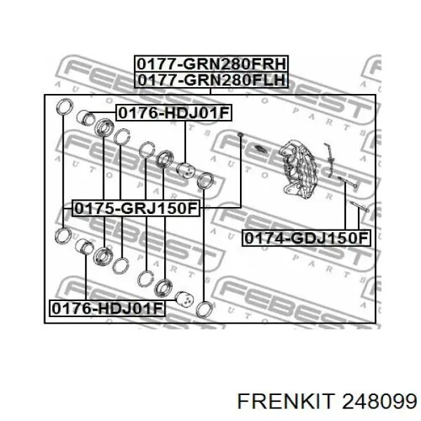 Ремкомплект супорту гальмівного переднього Frenkit 248099 ціна, від 7.49 USD