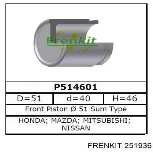 Ремкомплект супорту гальмівного переднього Frenkit 251936 ціна, від 36.07 USD