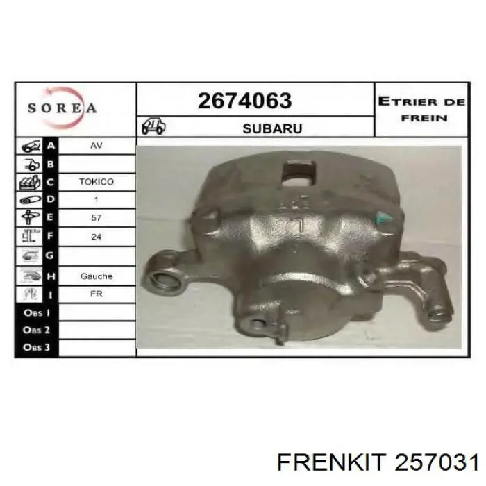 257031 Frenkit ремкомплект супорту гальмівного переднього