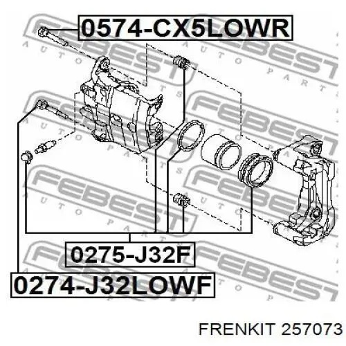 Ремкомплект супорту гальмівного переднього Frenkit 257073 ціна, від 4.78 USD
