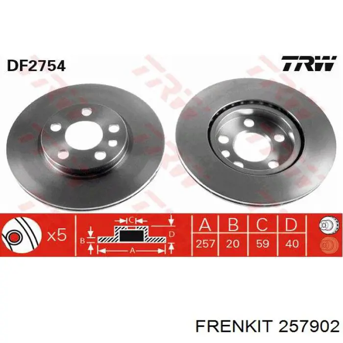 Ремкомплект супорту гальмівного переднього Frenkit 257902 ціна, від 12.32 USD
