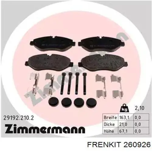 Ремкомплект супорту гальмівного переднього Frenkit 260926 ціна, від 12.07 USD