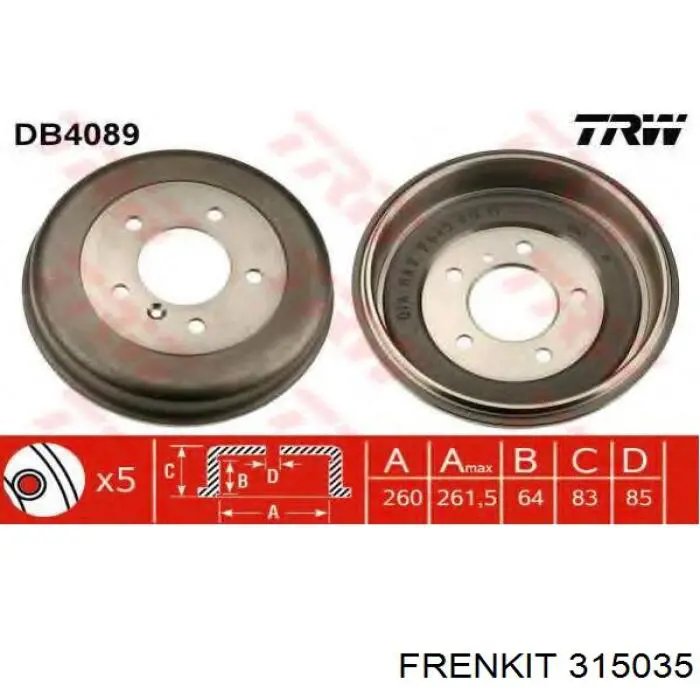 315035 Frenkit Ремкомплект заднього гальмівного циліндру