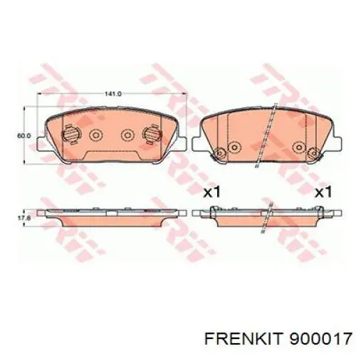 Колодки гальмівні передні, дискові 900017 Frenkit