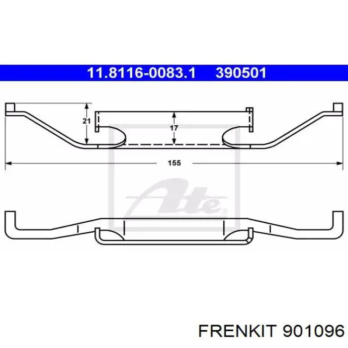 901096 Frenkit Комплект пружинок кріплення дискових колодок, передніх