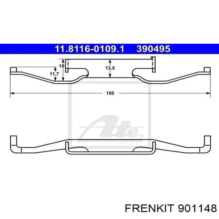 901148 Frenkit Комплект пружинок кріплення дискових колодок, передніх