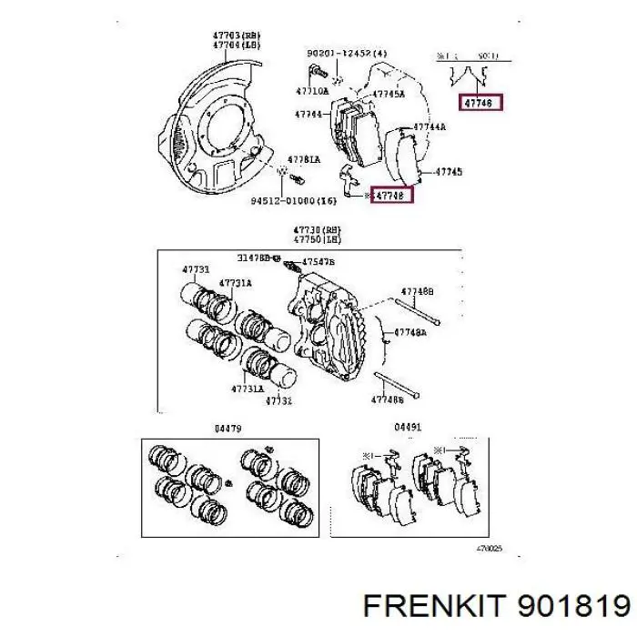 901819 Frenkit Комплект пружинок кріплення дискових колодок, передніх
