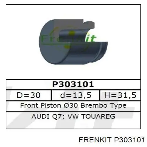 Поршень, корпус скобы тормоза FRENKIT P303101