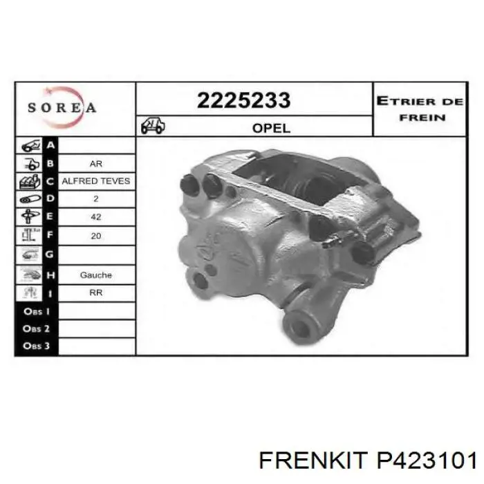Поршень супорту гальмівного, заднього Frenkit P423101 ціна, від 5.60 USD