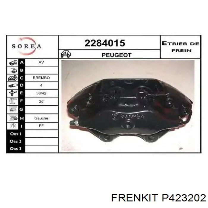 Купити P423202 Frenkit Поршень супорту гальмівного, переднього