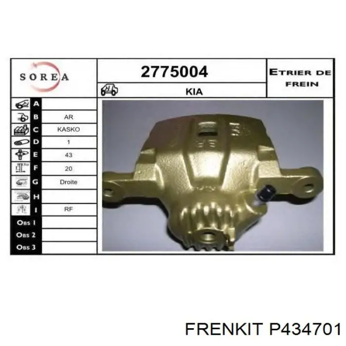 Поршень супорта гальмівного, переднього Frenkit P434701 ціна, від 6.76 USD