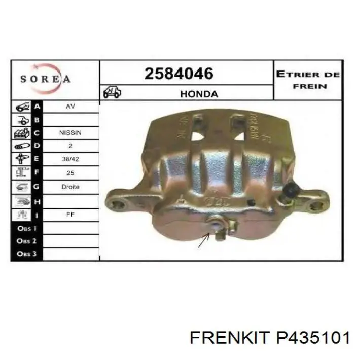 Поршень супорта гальмівного, переднього Frenkit P435101 ціна, від 7.95 USD