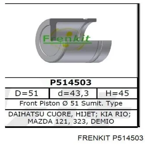 P514503 Frenkit Поршень гальмівного супорта заднього