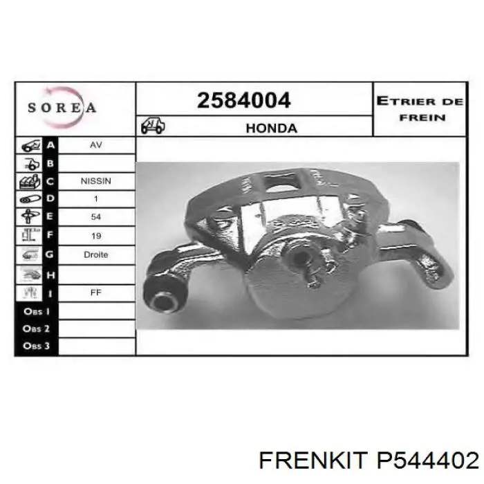 Поршень супорта гальмівного, переднього Frenkit P544402 ціна, від 7.75 USD