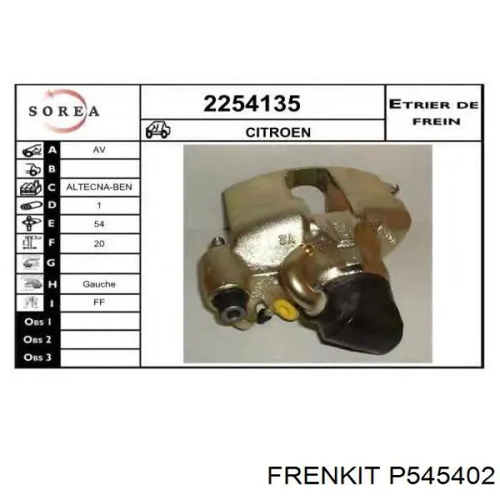 P545402 Frenkit Поршень гальмівного супорта переднього
