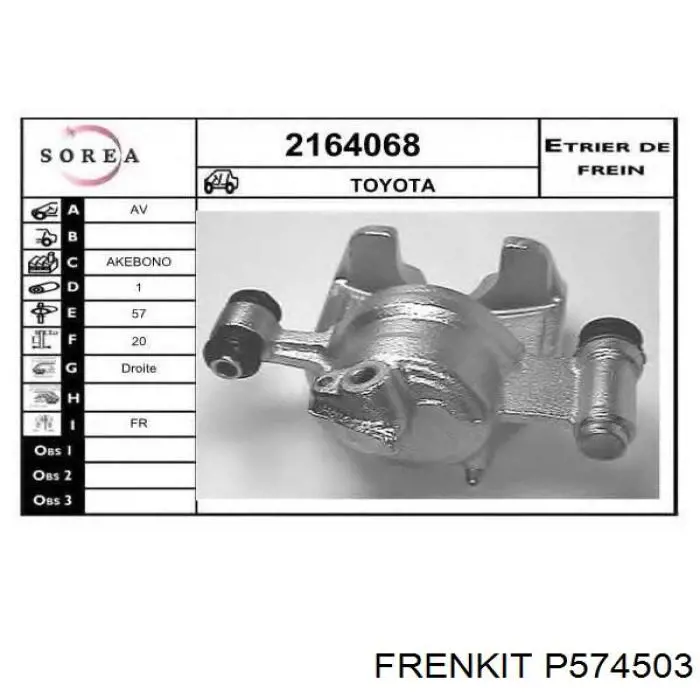 Поршень супорта гальмівного, переднього Frenkit P574503 ціна, від 11.09 USD