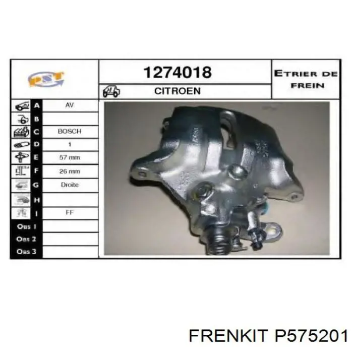 Купити P575201 Frenkit Поршень супорту гальмівного, переднього