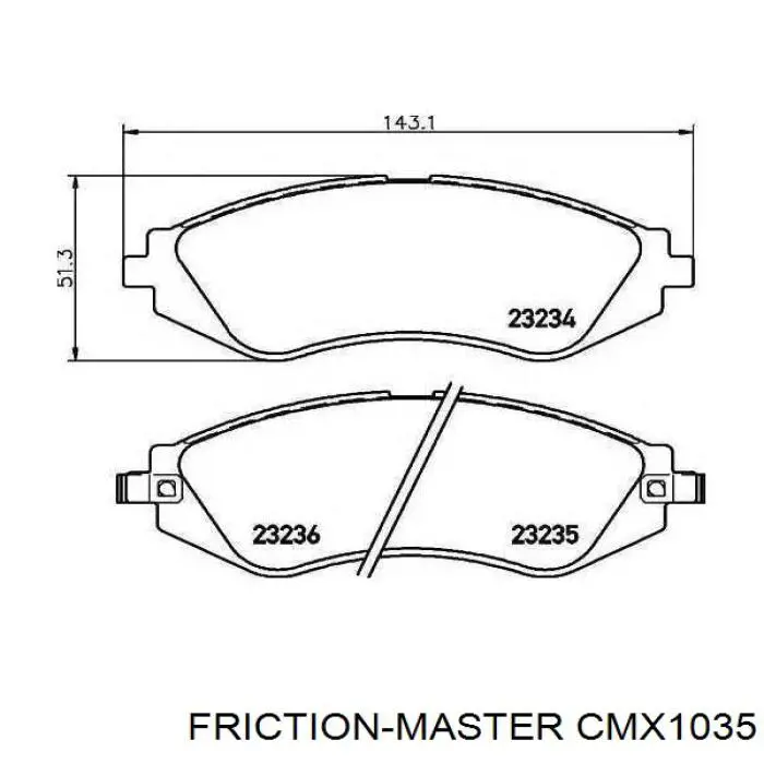 Колодки гальмівні передні, дискові CMX1035 Friction Master