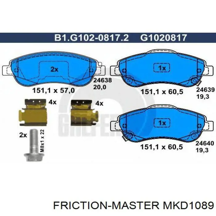 Колодки гальмівні передні, дискові MKD1089 Friction Master