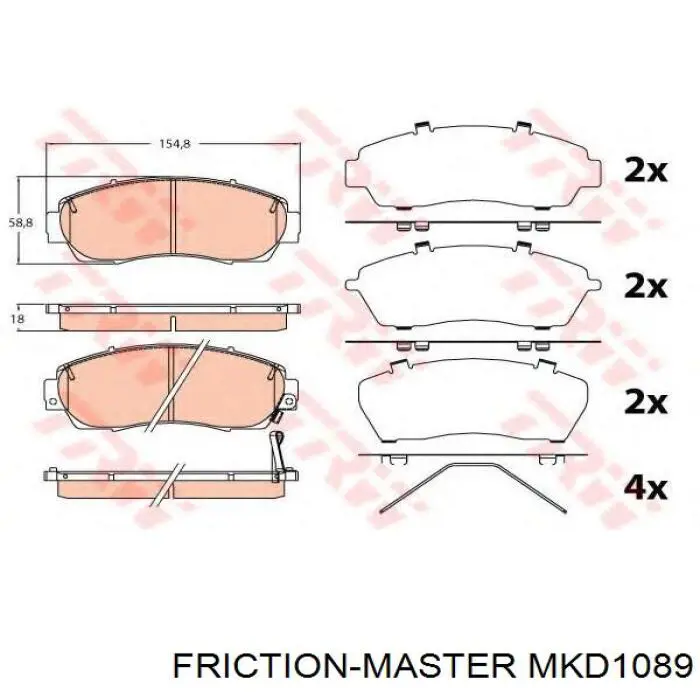 Купити MKD1089 Friction Master Колодки гальмівні передні, дискові