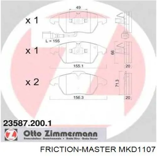Передні тормозні колодки MKD1107 Friction Master