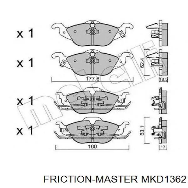 Задні гальмівні колодки Friction Master MKD1362 ціна, від 17.00 USD