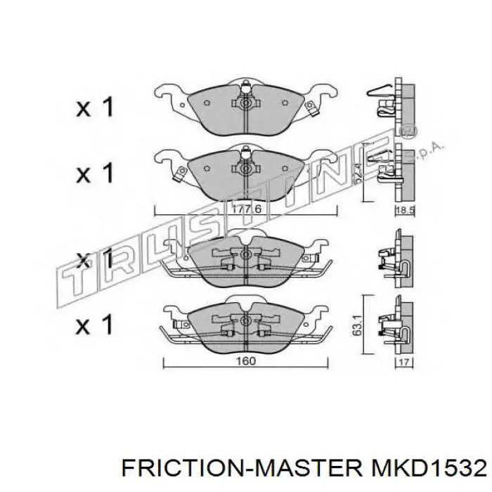 Купити MKD1532 Friction Master Колодки гальмівні передні, дискові