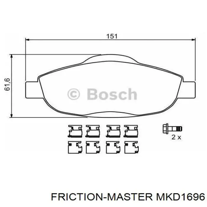 MKD1696 Friction Master колодки гальмівні передні, дискові