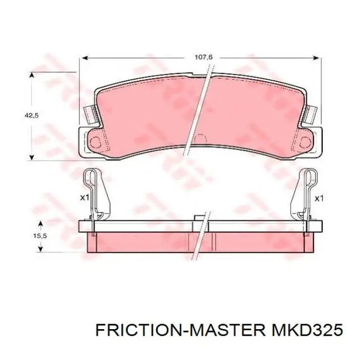 Задні гальмівні колодки MKD325 Friction Master