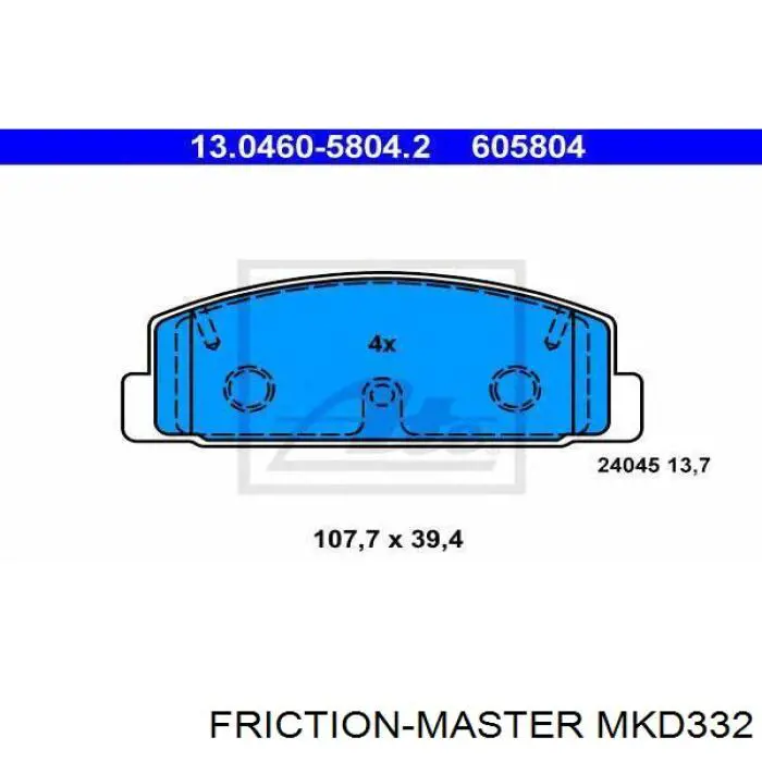 Задні гальмівні колодки MKD332 Friction Master