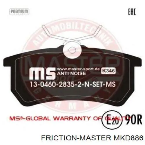 Задні гальмівні колодки MKD886 Friction Master