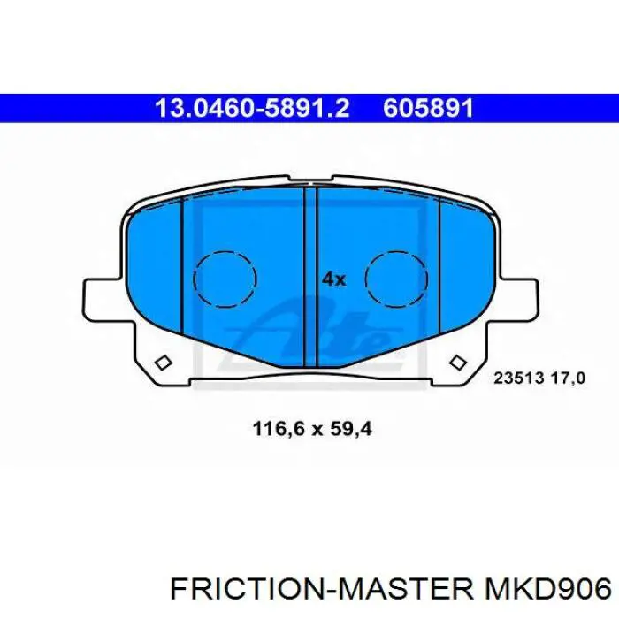 Купити MKD906 Friction Master Колодки гальмівні передні, дискові