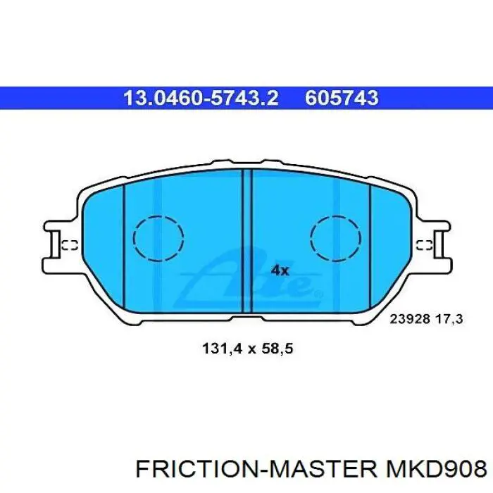 Передні тормозні колодки MKD908 Friction Master
