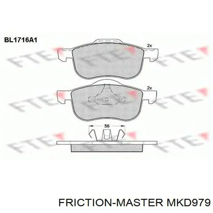 Колодки гальмівні передні, дискові MKD979 Friction Master