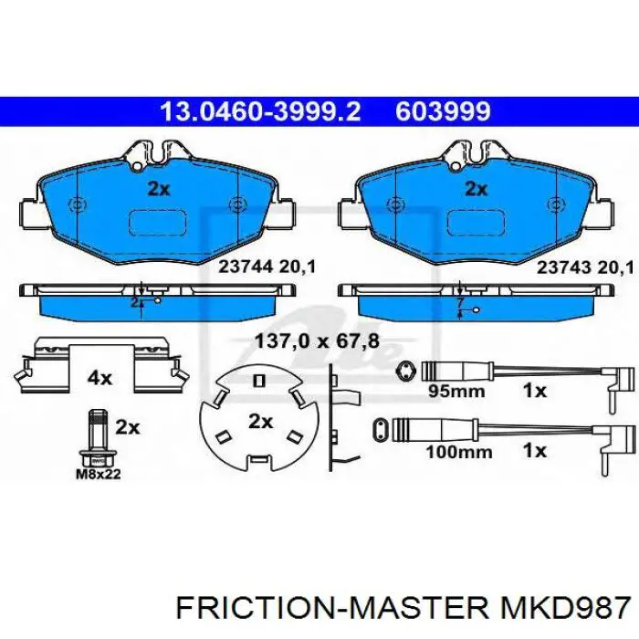 Гальмівні колодки Friction Master MKD987 ціна, від 21.60 USD