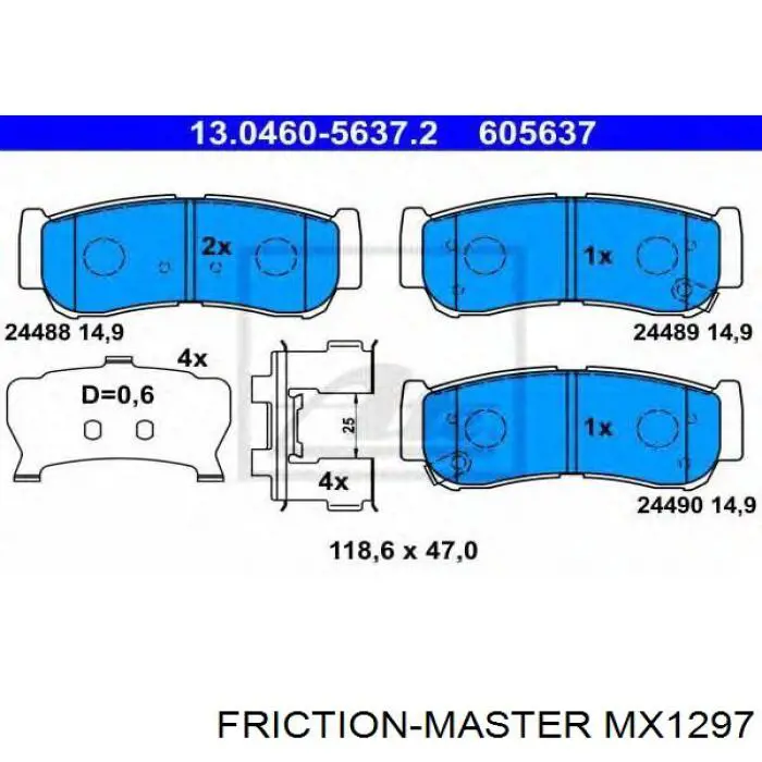 Задні гальмівні колодки MX1297 Friction Master