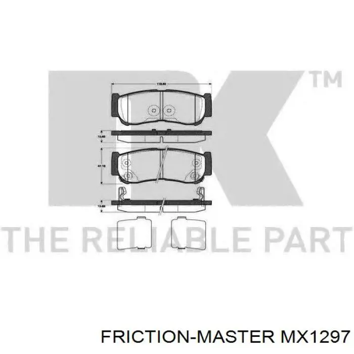 Задні гальмівні колодки Friction Master MX1297 ціна, від 15.20 USD