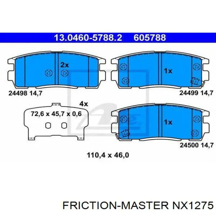 Задні гальмівні колодки Friction Master NX1275 ціна, від 17.86 USD