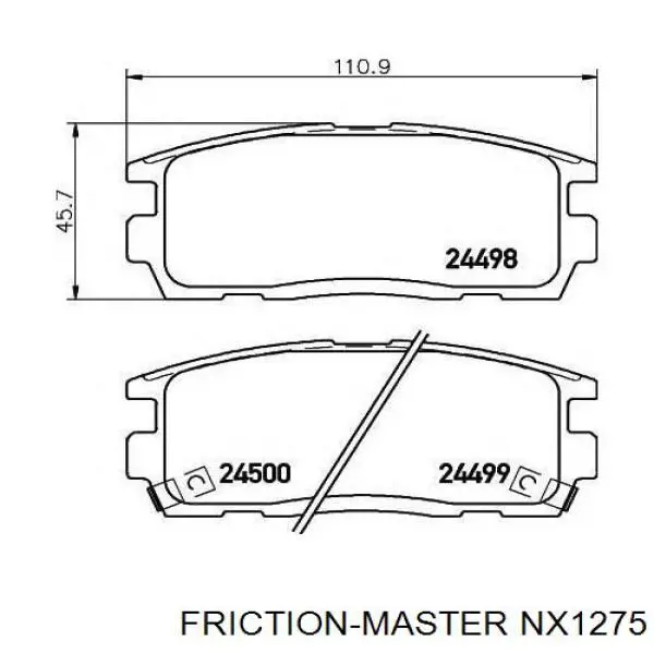 Задні гальмівні колодки NX1275 Friction Master