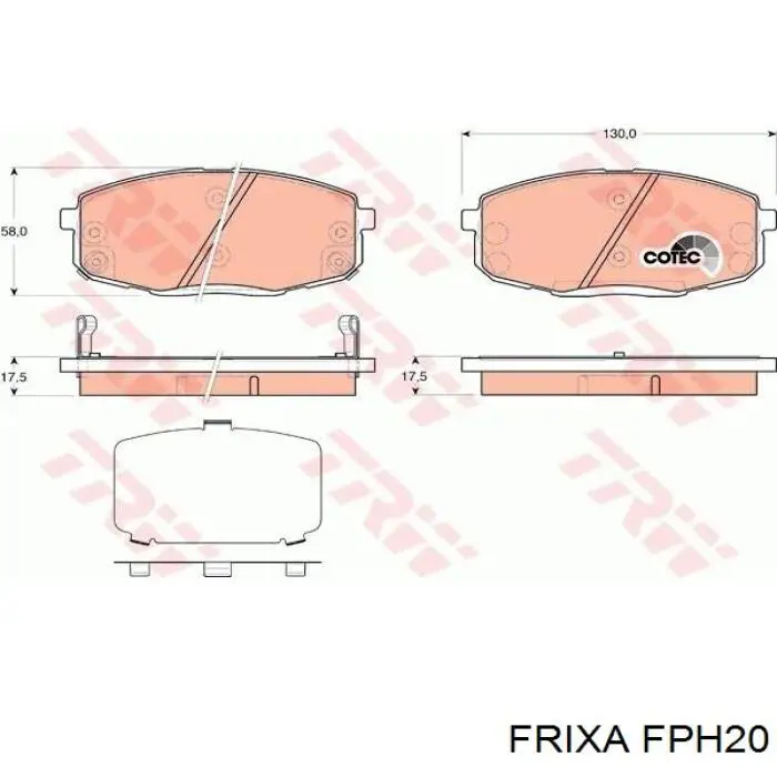 Колодки гальмівні передні, дискові FPH20 Hankook Frixa