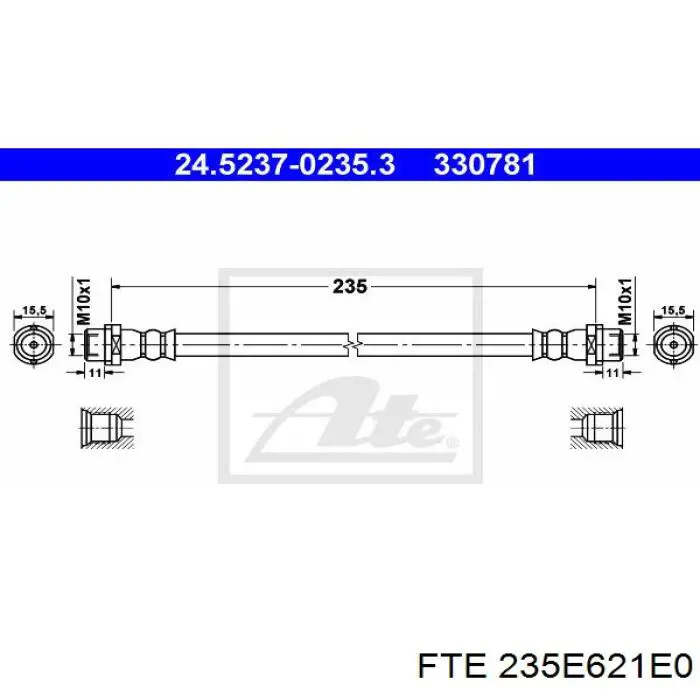 Шланг гальмівний задній 235E621E0 FTE