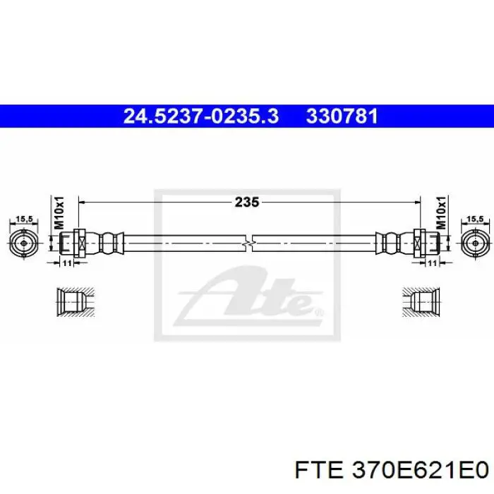 Шланг гальмівний задній 370E621E0 FTE