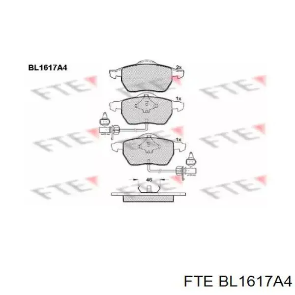 BL1617A4 FTE колодки гальмівні передні, дискові