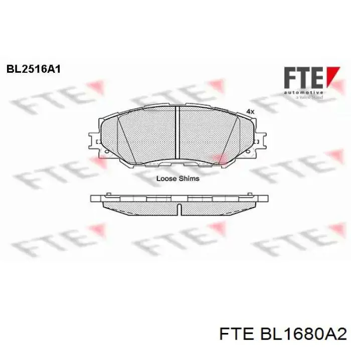 Передні тормозні колодки BL1680A2 FTE