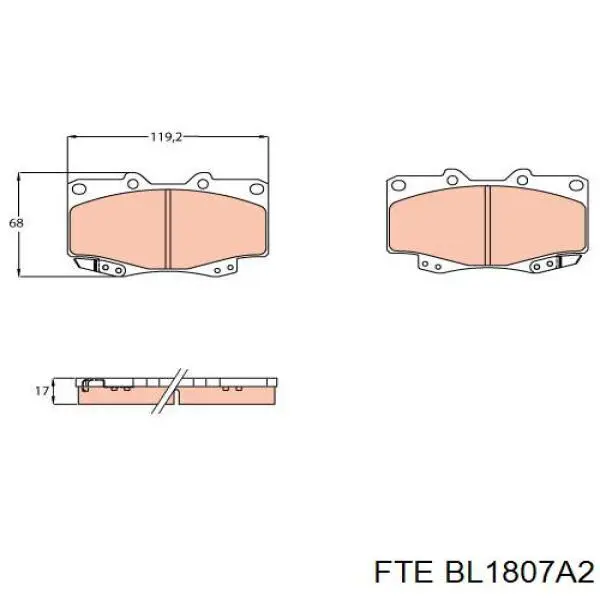 BL1807A2 FTE колодки гальмові задні, дискові