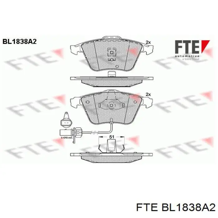 BL1838A2 FTE колодки гальмівні передні, дискові