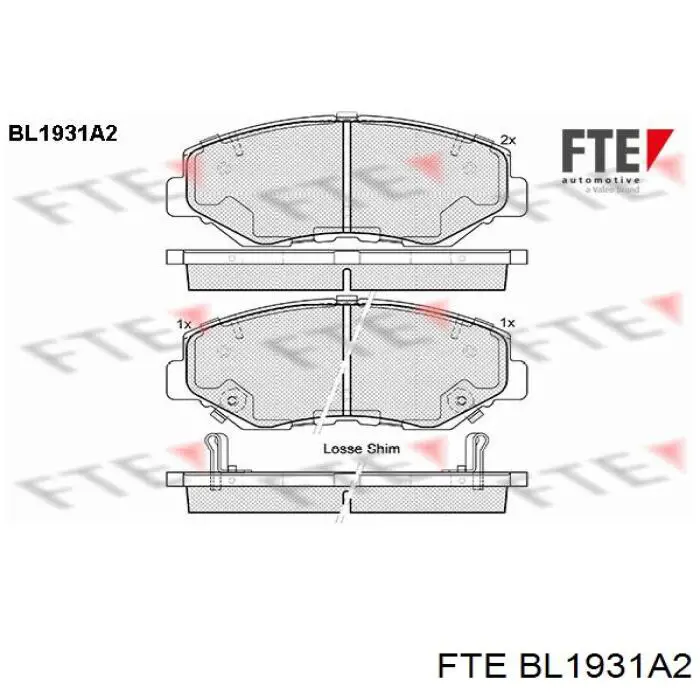 BL1931A2 FTE колодки гальмівні передні, дискові