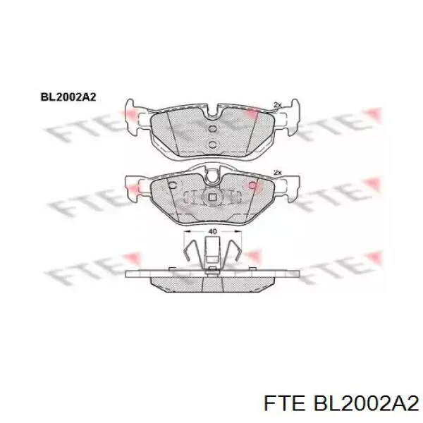BL2002A2 FTE колодки гальмові задні, дискові